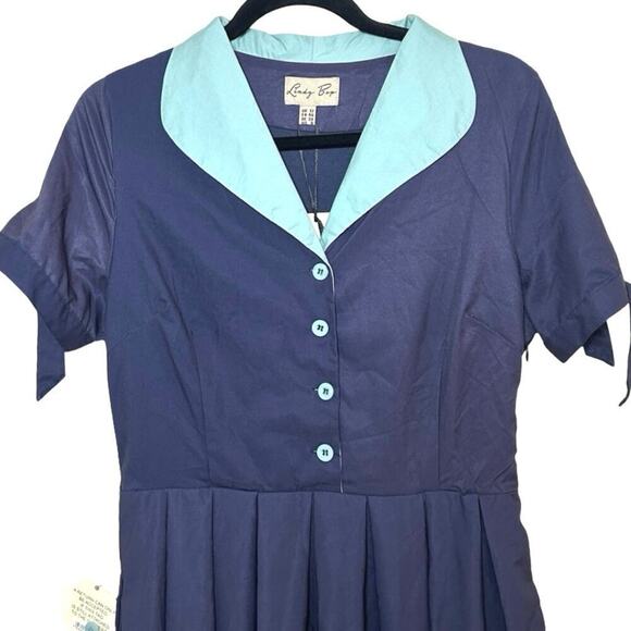 NWT Lindy Bop Women’s Claudine Bunny Hop Dress Blue Size 8 - Picture 3 of 8
